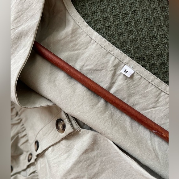 Sage Green Brown Button Up Short Sleeve Dress - Picture 4 of 7